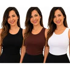 Kit 3 Blusa Regata Feminina Canelado Premium Casual Tendência Verão 2026