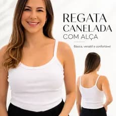 Blusa Feminina Regata De Alça Canelada Básica Com Bojo Tendência Verão