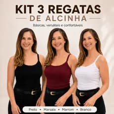 Kit 3 Regata De Alcinha Canelado Blusa Feminina Básica Com Bojo Regatinhas Dia a Dia