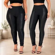 Calça Feminina Legging Montaria Flanelada Suplex Zero Transparência Detalhe Em Cirre Cintura Alta