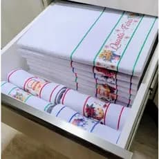 Kit 14 ou 7 Panos de Prato Atoalhados com Alta Absorção - Estampa Dias da Semana e Barra de Etamine