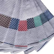 Kit 05 Pano de Prato Atoalhado Felpudo Jaquard c/ Barra decorativa 45x70cm 100% Algodão para Cozinha