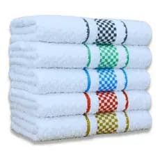 Kit 10 Pano de Prato Atoalhado Felpudo Jaquard c/ Barra decorativa 45x70cm 100% Algodão para Cozinha