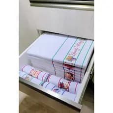 Kit 07 Panos de Prato Atoalhados com Alta Absorção e  macia Estampa Dias Semana e Barra de Etamine
