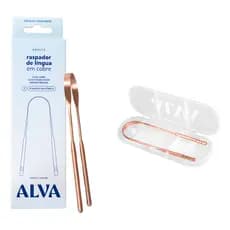 Kit Raspador Limpador De Lingua de Cobre Alva + Case Proteção Alva