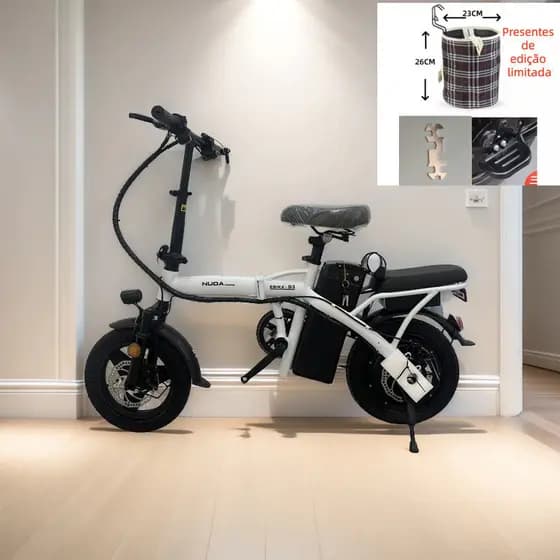 ⚡ Bicicleta Elétrica 48V Dobrável para Cidade 🚲 Econômica Mobilidade Urbana + Cesta Grátis 🎁 Promoção Limitada