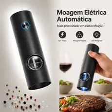 Kit 2 Moedores Elétricos Automáticos Sal e Pimenta Ajuste de Moagem LED Cerâmica Temperos com 1 Toque