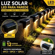 Kit 4/8/12 Luminária Solar LED Externa IP65 Sem Fio Para Jardim Escada Muro Cerca Luz Automática