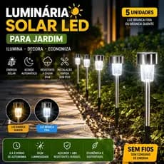 Kit 5/10 Luminária Solar LED Externa Jardim Caminho Paisagismo IP44 Luz Quente/Fria
