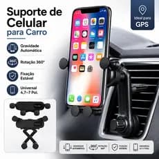 Suporte Celular Carro Automotivo Universal Saída de Ar Gravidade 360° Ajustável GPS 4,7 a 7 Pol