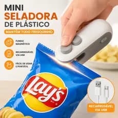 Mini Seladora de Embalagem Recarregável USB para Alimentos Mantém Frescos e Evita Desperdício