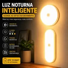 Luz Noturna LED com Sensor de Movimento Recarregável USB Sem Fio Magnética