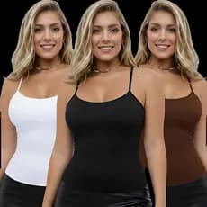 Kit 3 Blusa Regata Feminina Alcinha Suplex Premium C/Forro Blusinha b谩sica Vers谩til Blogueira Ver茫o Plus Size PM G GG G1