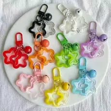 Chaveiro De Sino De Estrela De Cinco Pontas , Colorido Doce , Pingente Oca