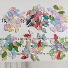 100 pçs acrílico colorido folhas de uva frisado acessórios DIY decorações artesanais brincos frisado pulseira pequeno pi