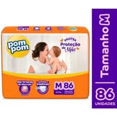 Fralda Pom Pom Protek M 86 unidades Proteção de Mãe - Pompom