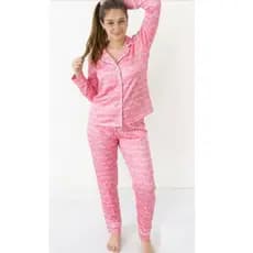 PIJAMA LONGO AMERICANO SUEDE PREMIUM BOTÕES