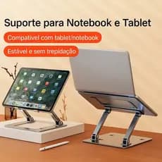 Suporte Notebook Ajustável Alumínio Dobrável Ergonômico Antiderrapante Laptop Tablet