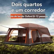 Barraca Camping Acampamento Luxe 10-16 Pessoas Tenda Familiar Grande Varanda 430x320x200cm