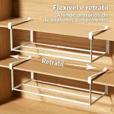 Cesto para sapatos, prateleira retrátil para armazenamento doméstico, prateleira em camadas para sapatos, suporte para
