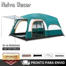 Barraca Camping Acampamento 10-16 Pessoas Grande Varanda Para 430*305cm Luxe Tenda Familiar