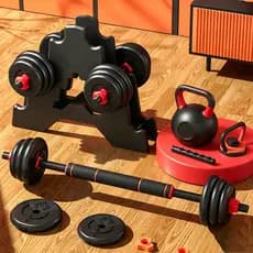 HEROI Kit Academia em Casa 15kg/20kg Halteres Ajustáveis,Inclui Barra Longa e Presilhas de Segurança