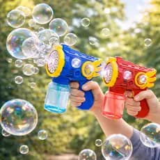 Brinquedo Lança Bolha De Sabão Maquina Automática LED Bolha Colorido Infantil Vermelho Azul