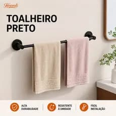 Porta Toalha Heemli de Parede Barra Única sem Furo para Banheiro Cozinha