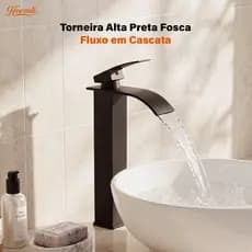 Torneira Cascata Alta para Lavatório Quente e Fria em Aço Inox para Banheiro Heemli