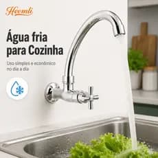 Torneira para Cozinha Heemli de Parede Água Fria Bica Móvel Cromada 20cm