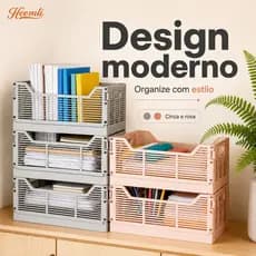 Cesto Dobrável Heemli Organizador Multiuso PP para Brinquedos Roupas Cozinha