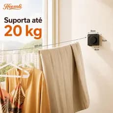 Varal de Parede Heemli Retrátil Invisível 4,2m para Banheiro Varanda Casa