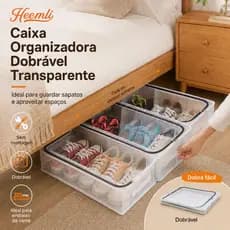 Organizador para Cama Heemli com Zíper Antipoeira Empilhável para Roupas Sapatos