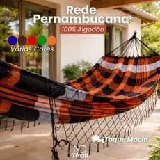Rede de Descanso Pernambucana 4,00m Punho a Punho 100% Algodão Resistente Várias Cores