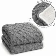 Coberdrom Casal Queen Sherpa Edredrom Pele de Carneiro 2,10m x 1,90m para o Frio Toque Macio Dupla face Glamour