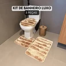 Kit Jogo Tapete Banheiro Antiderrapante 3 Peças Luxo Premium Felpudo