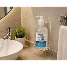 Suporte de Parede para Álcool em Gel 430g | Acrílico Cristal Resistente