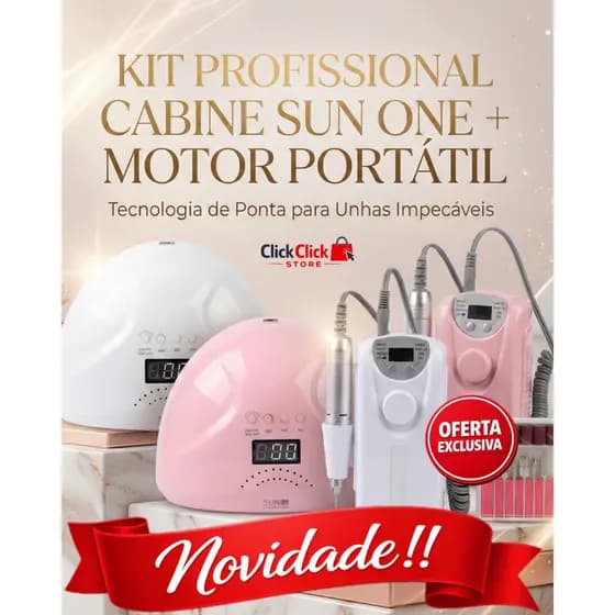 Kit Profissional Unhas Cabine Sun One 54W + Motor Portátil 30.000RPM Recarregável Nail Designer