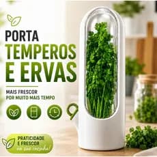 Pote Conservador de Ervas e Porta Temperos Frescos Plástico herbanário Preserva Sabor Qualidade