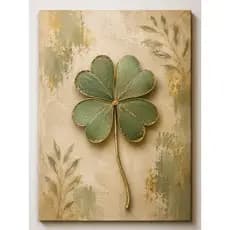 Quadro Decorativo Trevo da Sorte Verde e Dourado Impressão Vinil Adesivado sobre MDF