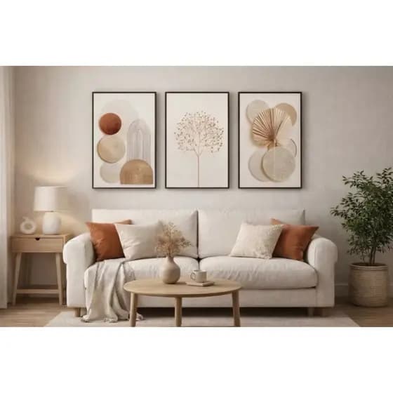 Kit 3 Quadros Decorativos Minimalistas Sala Moderna Arte Abstrata sem Moldura