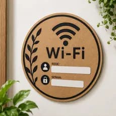 Placa quadro Wi-Fi Decorativa em MDF 3mm 20x20 cm Impressão em Vinil Senha e Rede