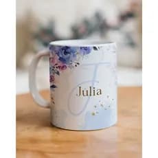Caneca personalizada com nome - Florido | Presente | Cerâmica | 325ml | Premium | Café