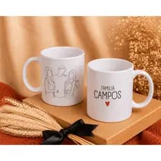 Caneca Personalizada Família com Foto em Silhueta | Presente Personalizado com Nome da Família
