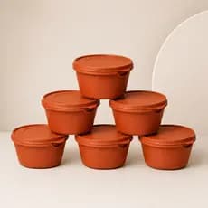 Kit 6 Potes Herméticos de Plástico com Tampa Empilháveis - Organização de Cozinha