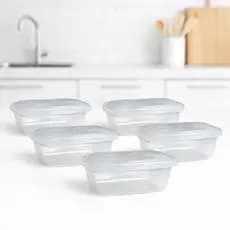 Kit 2 Potes 1 Litro Transparente Freezer Micro-ondas Marmita Fitness