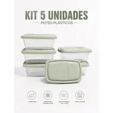 Kit 5 Potes Plasticos Marmita Freezer Cozinha Organização De Casa Geladeira AlimentoS