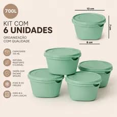 Kit 6 Potes Herméticos de Plástico com Tampa – Empilháveis e Ultra Resistentes 700 ML