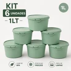 KIT POTES REDONDO 1 LITRO COM 6 PEÇAS