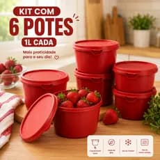 KIT 6 POTES COZINHA REDONDOS 1L